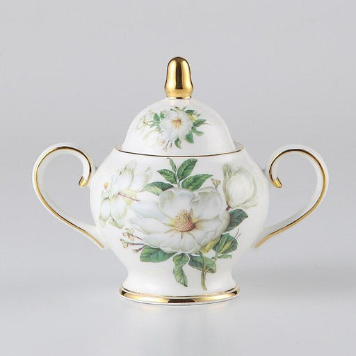 Europe Camellia Bone China Porcelain Tea Set with Chrysanthemum Pattern