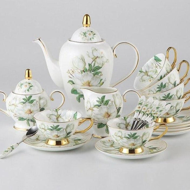 Chrysanthemum Serenity: Exquisite Bone China Tea Set for Discerning Tea Enthusiasts