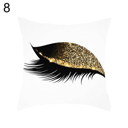 Eyelash Pattern Decorative Pillow Cover with Zipper - Chic Home Accent