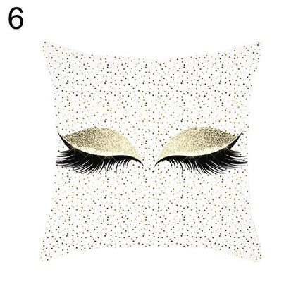 Eyelash Pattern Decorative Pillow Cover with Zipper - Chic Home Accent