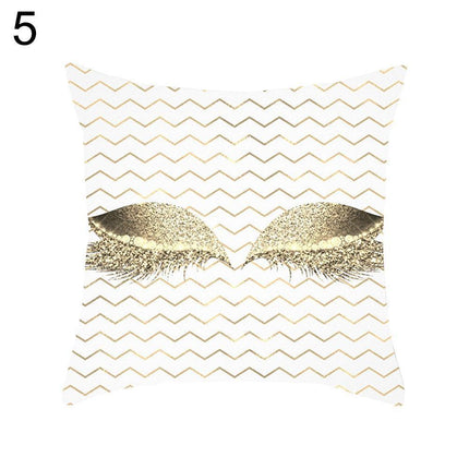 Eyelash Pattern Decorative Pillow Cover with Zipper - Chic Home Accent
