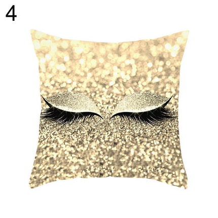 Eyelash Pattern Decorative Pillow Cover with Zipper - Chic Home Accent