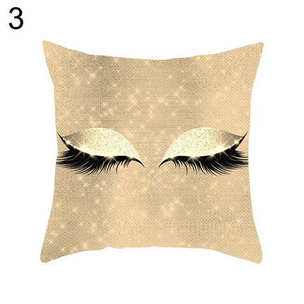 Eyelash Pattern Decorative Pillow Cover with Zipper - Chic Home Accent