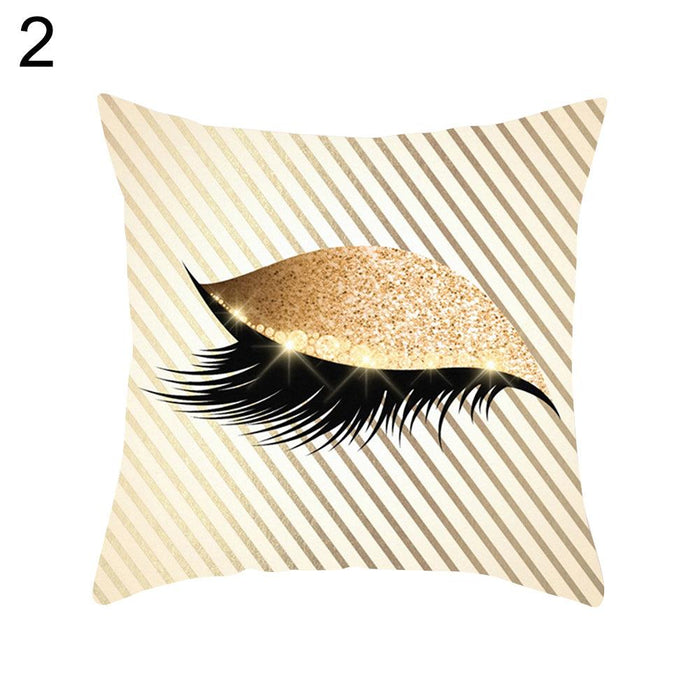 Eyelash Design Decorative Pillow Cover with Zipper Closure