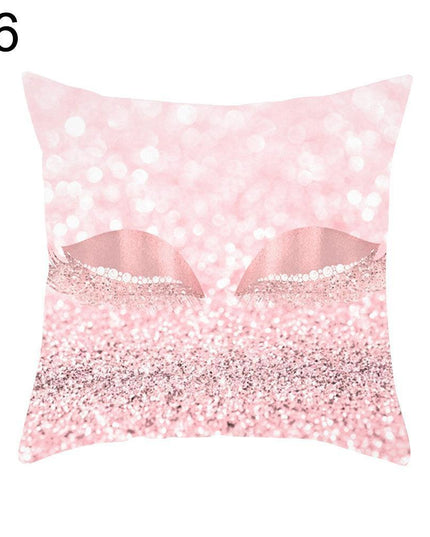 Eyelash Pattern Decorative Pillow Cover with Zipper - Chic Home Accent