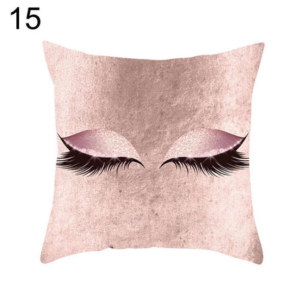 Eyelash Pattern Decorative Pillow Cover with Zipper - Chic Home Accent