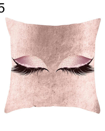 Eyelash Pattern Decorative Pillow Cover with Zipper - Chic Home Accent