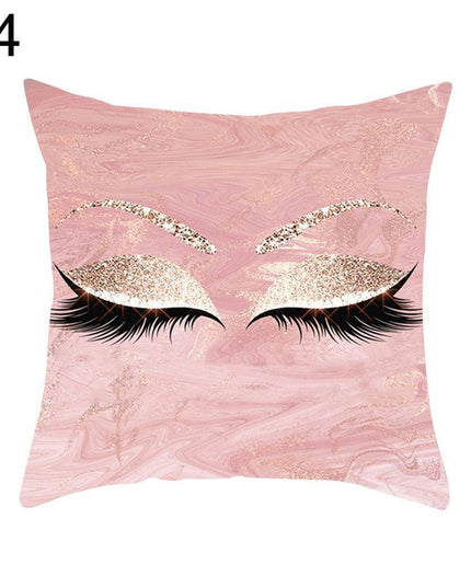 Eyelash Pattern Decorative Pillow Cover with Zipper - Chic Home Accent