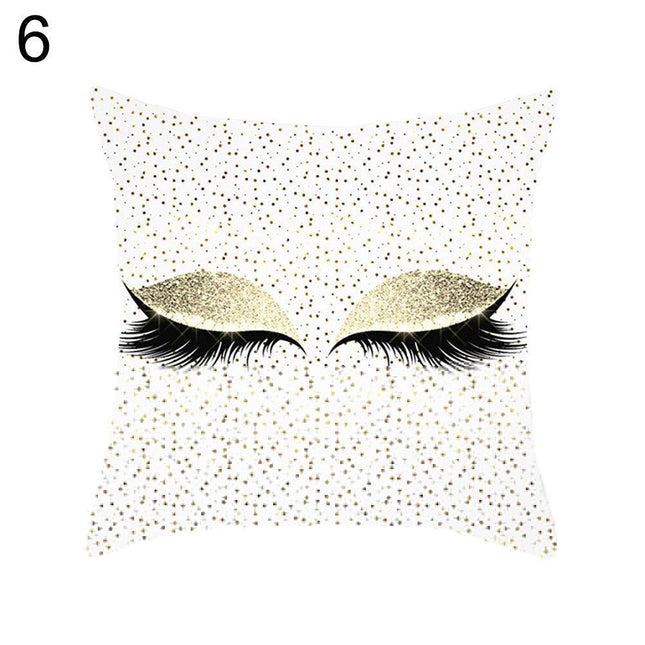 Eyelash Pattern Decorative Pillow Cover with Zipper - Chic Home Accent