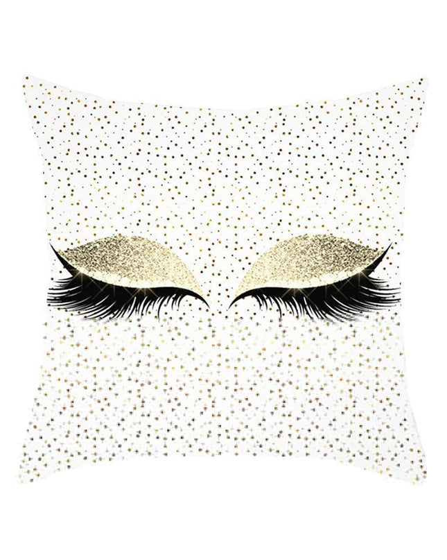 Eyelash Pattern Decorative Pillow Cover with Zipper - Chic Home Accent