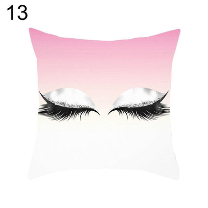 Eyelash Pattern Decorative Pillow Cover with Zipper - Chic Home Accent