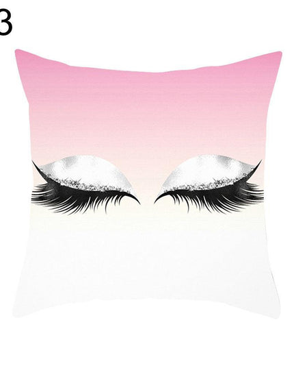 Eyelash Pattern Decorative Pillow Cover with Zipper - Chic Home Accent