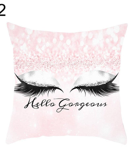 Eyelash Pattern Decorative Pillow Cover with Zipper - Chic Home Accent