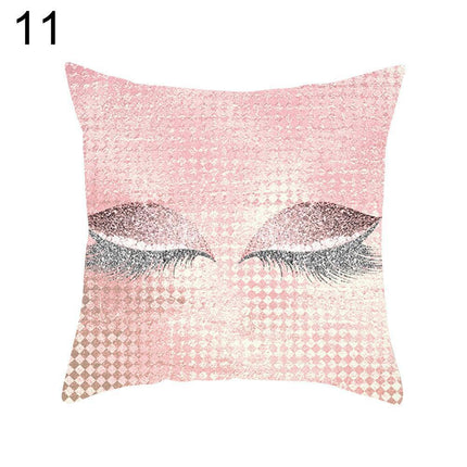 Eyelash Pattern Decorative Pillow Cover with Zipper - Chic Home Accent