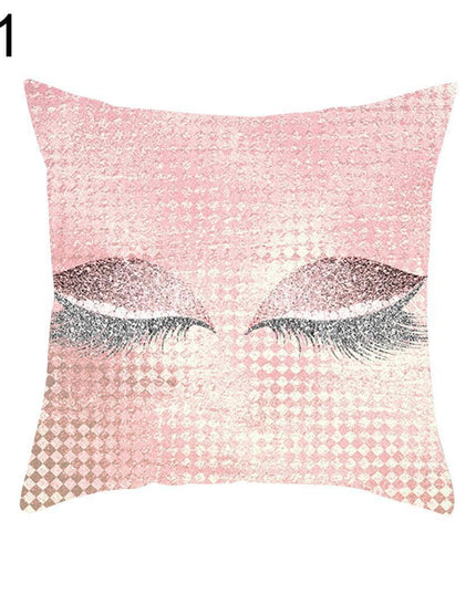 Eyelash Pattern Decorative Pillow Cover with Zipper - Chic Home Accent