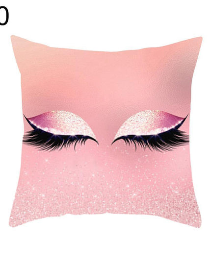 Eyelash Pattern Decorative Pillow Cover with Zipper - Chic Home Accent