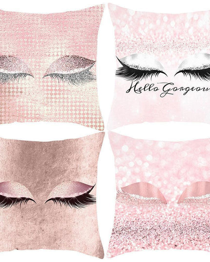 Eyelash Pattern Decorative Pillow Cover with Zipper - Chic Home Accent