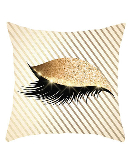 Eyelash Pattern Decorative Pillow Cover with Zipper - Chic Home Accent