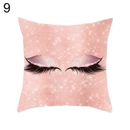 Eyelash Pattern Decorative Pillow Cover with Zipper - Chic Home Accent