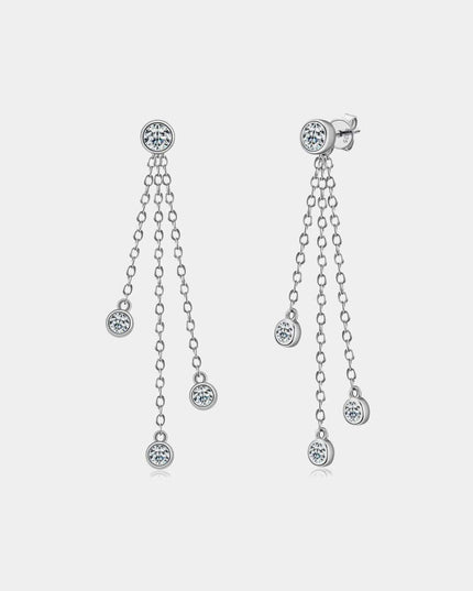 Sophisticated Layered Chain Earrings with 1.2 Carat Lab-Diamonds: Embrace Timeless Elegance