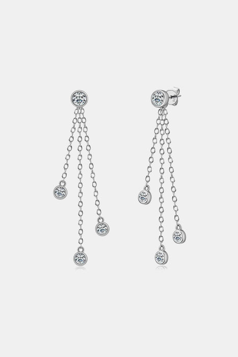 Chic Layered Chain Earrings with 1.2 Carat Lab-Diamonds