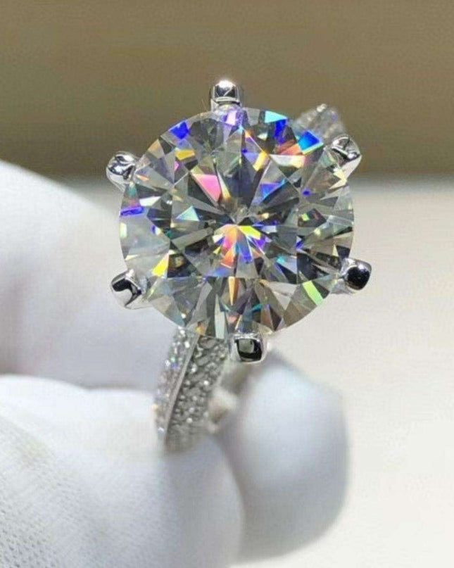 Elegant Geometric Moissanite & Zircon Ring in Sterling Silver - 5 Carats