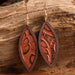 Rustic Wood and Leather Geometric Drop Earrings with Western Influence