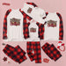 Cozy Christmas Outfit Set with Graphic Top and Plaid Pants
