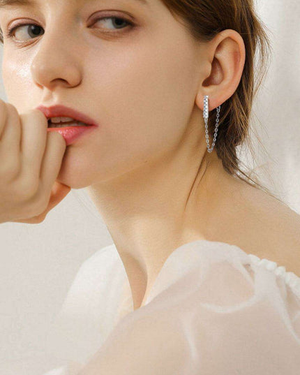 Sophisticated Moissanite-Embellished Sterling Silver Earrings with Luxurious Dual Finish