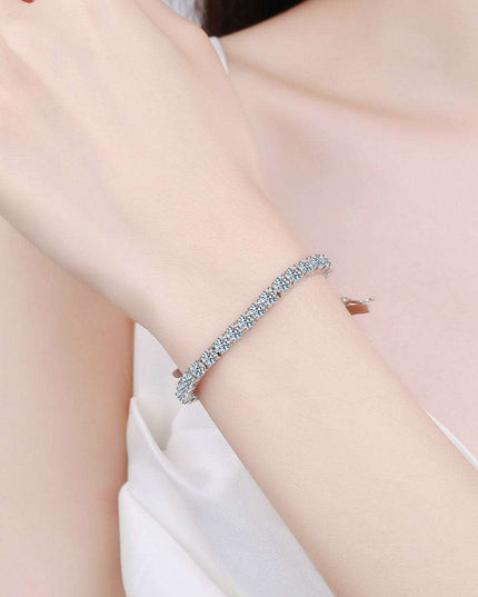 Elegant 4.9 Carat Moissanite Sterling Silver Bangle - Sophisticated Minimalist Accessory