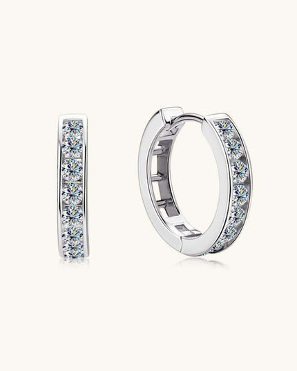 Personalized Sterling Silver Huggie Earrings with Sparkling Lab-Diamond Accents