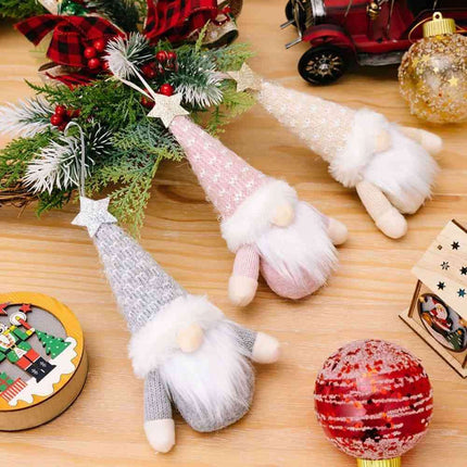 Whimsical Duo of Faceless Gnome Hanging Ornaments