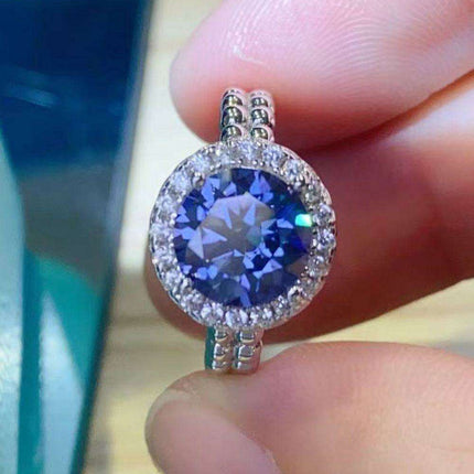 Modern Elegance Moissanite and Sterling Silver Geometric Ring Set