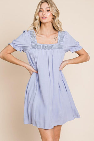 HEYSON Full Size Scenic Overlook Puff Sleeve Embroidered Mini Dress-Trendsi-Periwinkle-S-Très Elite