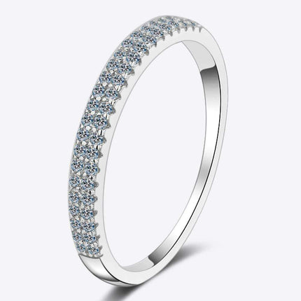 Elegant Moissanite Half-Eternity Ring in Sterling Silver