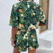 Floral Elegance Two-Piece Set with Drop Shoulder Top and Matching Shorts