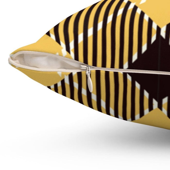 Reversible Yellow Plaid Pillowcase with Dual Patterns