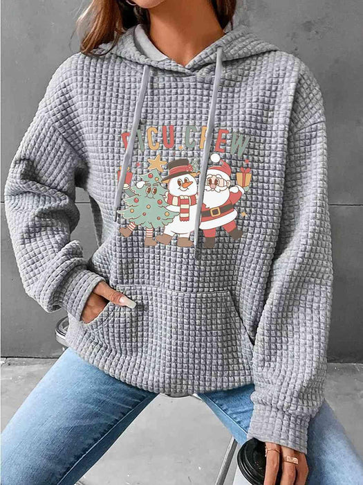 Waffle-Knit Hoodie with Pouch and Cozy Feel