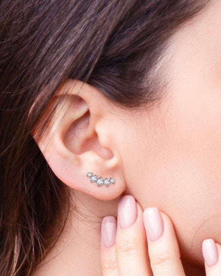 Platinum-Plated Moissanite-Studded Earrings - Chic and Timeless Elegance