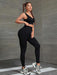 Ruched Tank Top and Leggings Athletic Set