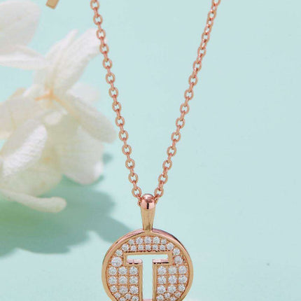 Stunning Rose Gold-Plated Necklace with Lab-Created Diamond - A Modern Elegance