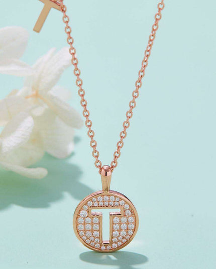 Stunning Rose Gold-Plated Necklace with Lab-Created Diamond - A Modern Elegance