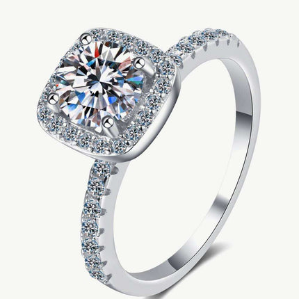 Timeless Elegance Moissanite and Zircon Sterling Silver Ring