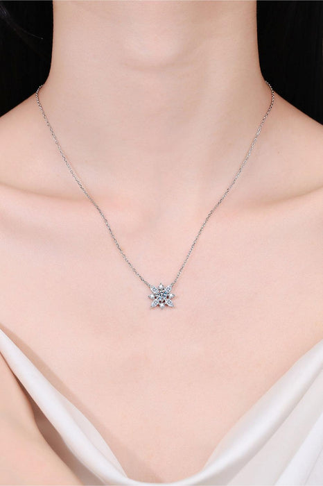 Rhodium Plated Sterling Silver Necklace with Moissanite Accent