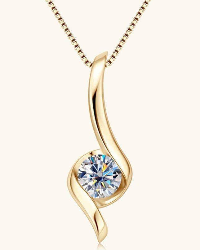 Stunning 1 Carat Moissanite Necklace in Sterling Silver with Certification and Warranty