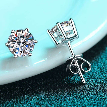 Sophisticated Moissanite and Lab-Diamond Sterling Silver Stud Earrings