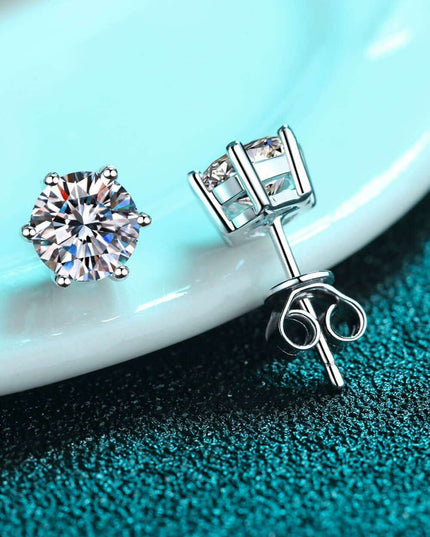 Sophisticated Moissanite and Lab-Diamond Sterling Silver Stud Earrings