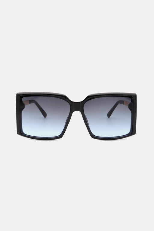 Square Polycarbonate Sunglasses with Metal-Plastic Hybrid Temple