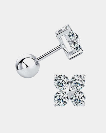 Elegant Moissanite Clover Earrings in Sterling Silver
