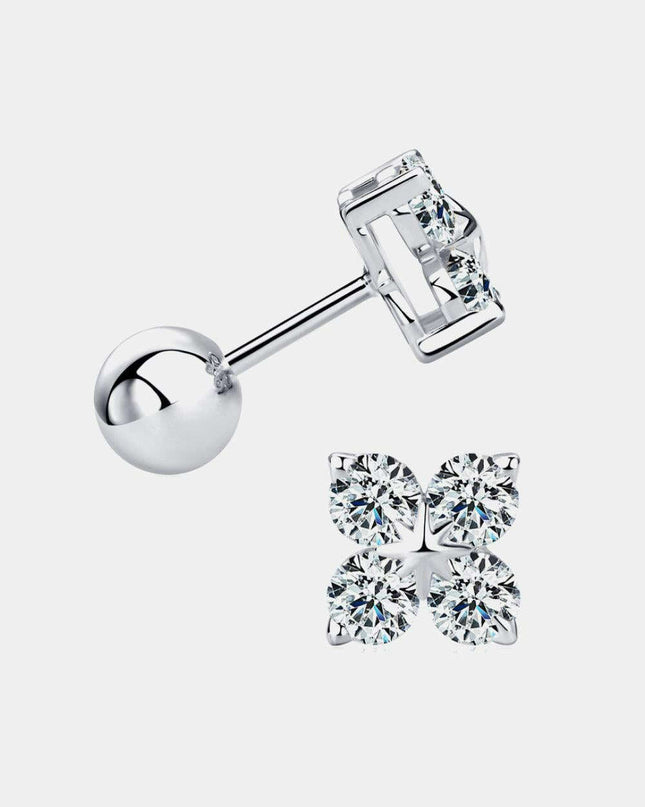 Elegant Moissanite Clover Earrings in Sterling Silver